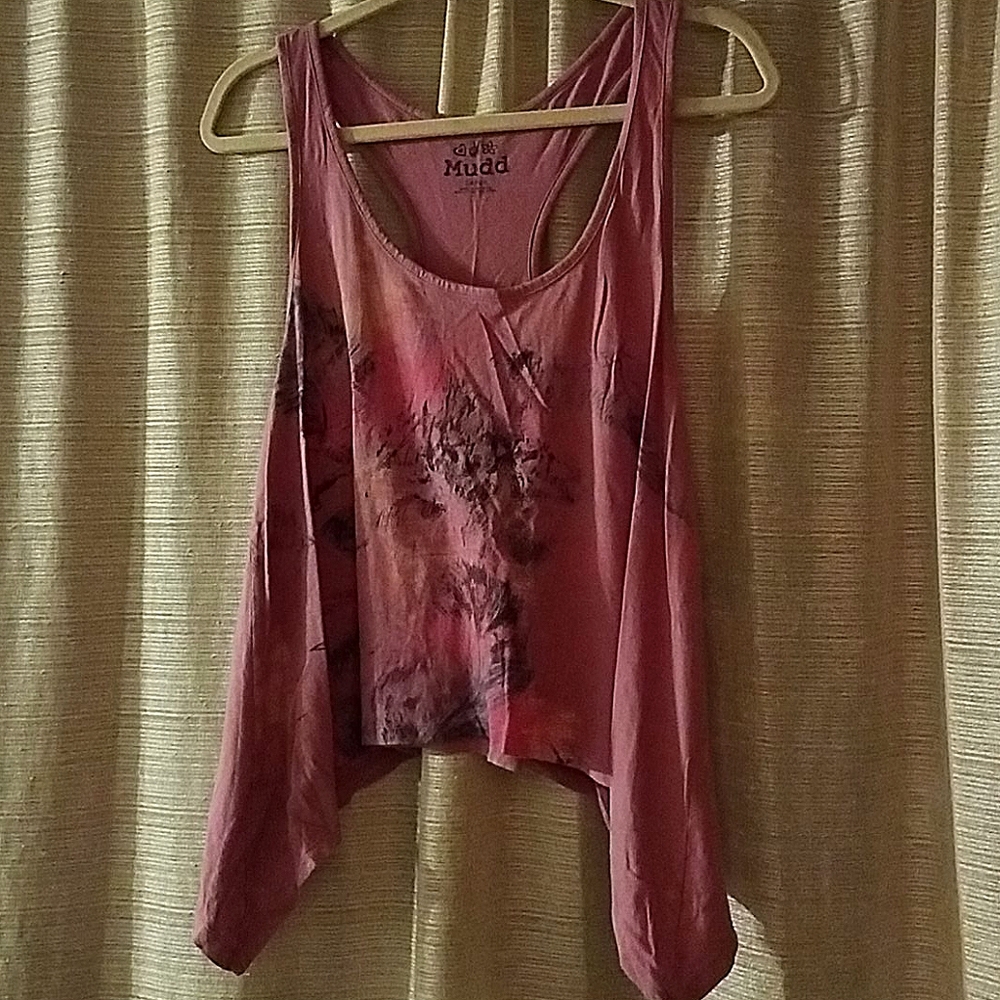 Purple Racerback Feather Patterned Tee